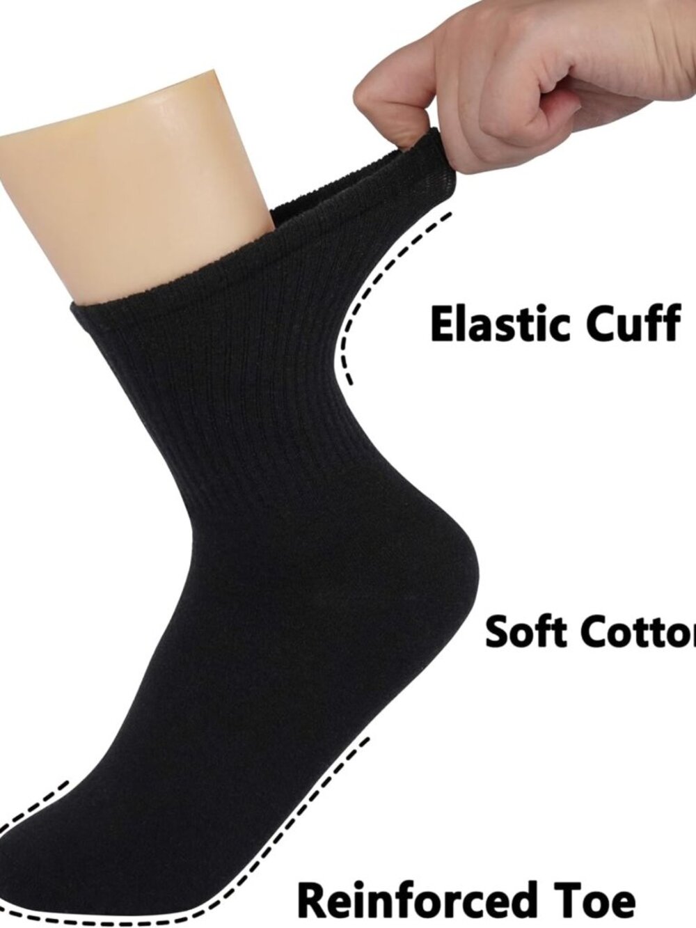 Cute Cotton Crew Socks for Women - Soft Casual Calf Socks, 6 Pairs, Size 5-10 - Picture 3 of 6